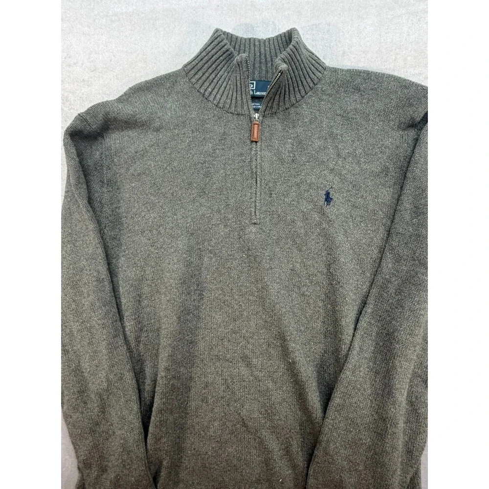 Polo Ralph‎ Lauren Zip Up Sweater Quarter Zip Small Pony XL Brown